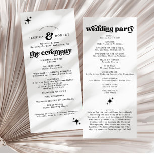 Retro Wedding Ceremony Program Order Of Events
