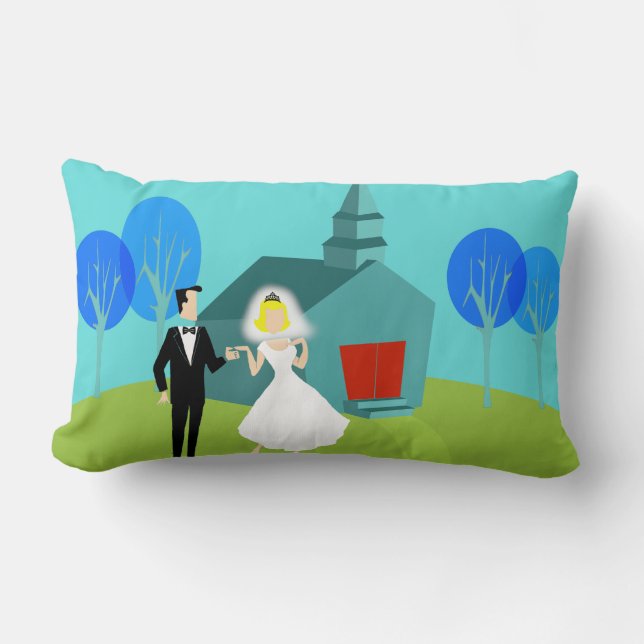 Retro Wedding Couple Lumbar Pillow (Front)