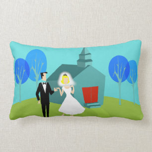 Retro Wedding Couple Lumbar Pillow