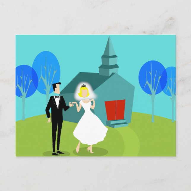 Retro Wedding Couple Postcard (Front)