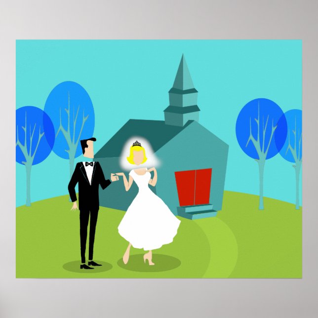 Retro Wedding Couple Poster (Front)