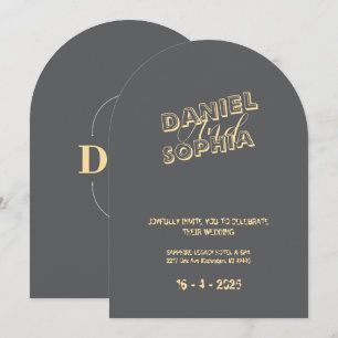 Retro wedding invitation card golden line