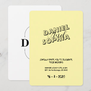 Retro wedding invitation card yellow