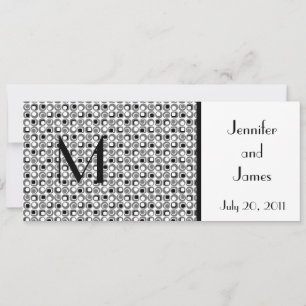 Retro Wedding Invitation Monogram Names Black