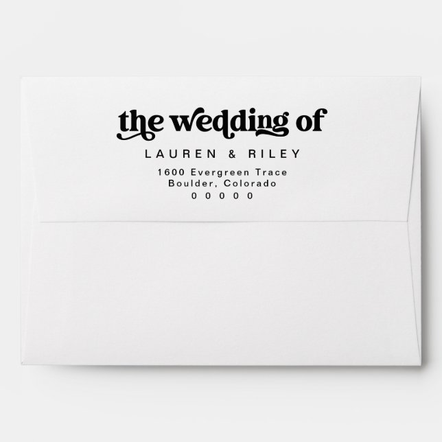 Retro Wedding Pre Addressed Envelope (Back (Top Flap))