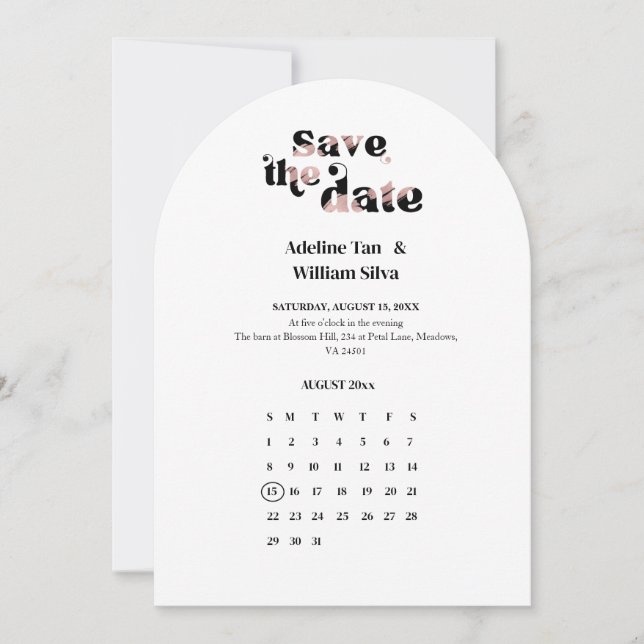 Retro Wedding Save the Date Calendar | 70s themed Invitation (Front)