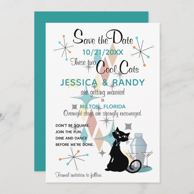 Retro Wedding Save the Date Card (Front/Back)
