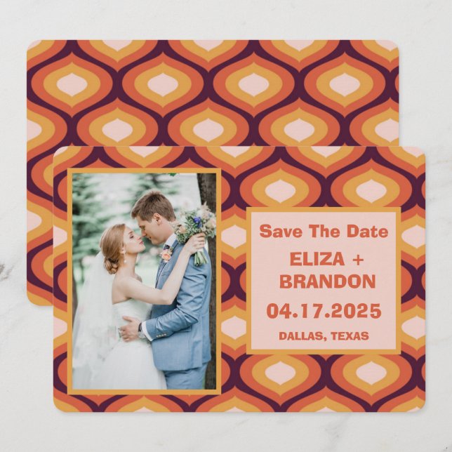 Retro Wedding Save the Date Photo   (Front/Back)