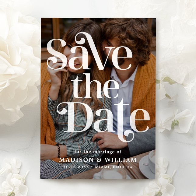 Retro Wedding Save The Date QR Code Photo Invitation (Creator Uploaded)