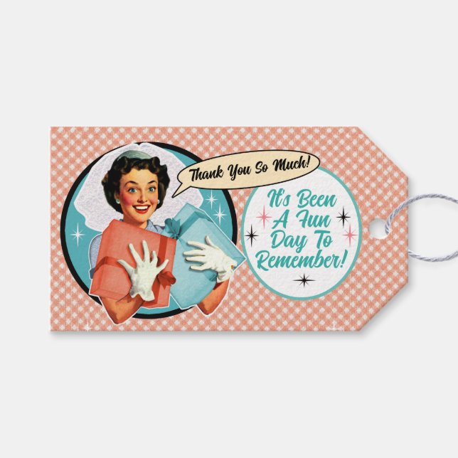 Retro Wedding Shower Favour Gift Tags  (Front (Horizontal))