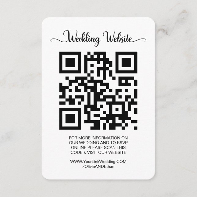Retro Wedding Website QR Code RSVP Enclosure Card (Front)
