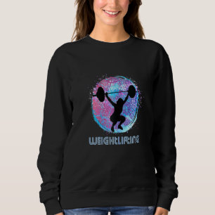 Retro Weightlifting Gym Woman Barbell Dumbell Dist Sweatshirt