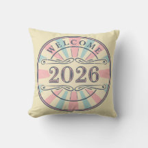 Retro Welcome 2026 Decorative Pillow
