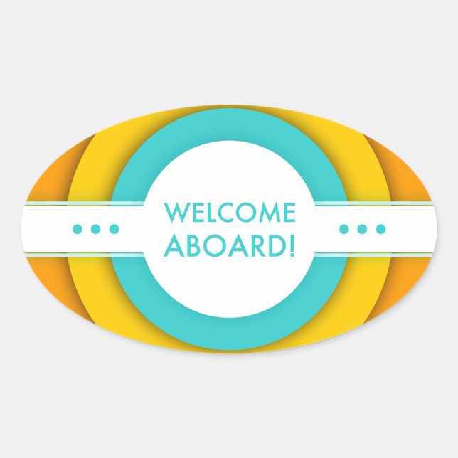 retro welcome aboard oval sticker (Front)