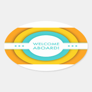 retro welcome aboard oval sticker