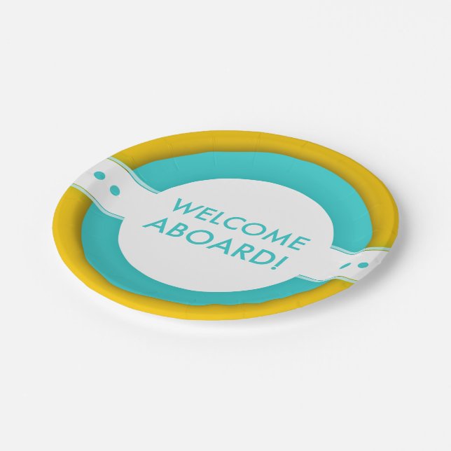 retro welcome aboard paper plate (Angled)