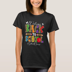 Retro Welcome Back To School School Nurse Leopard T-Shirt