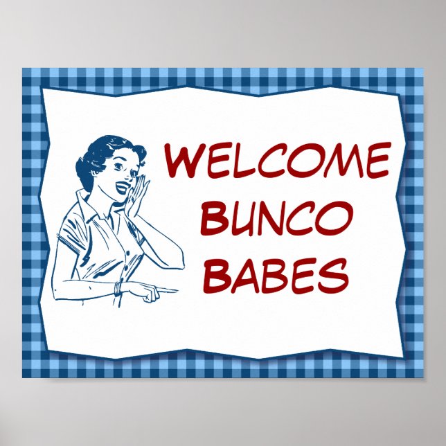 Retro Welcome Bunco Babes Sign (Front)