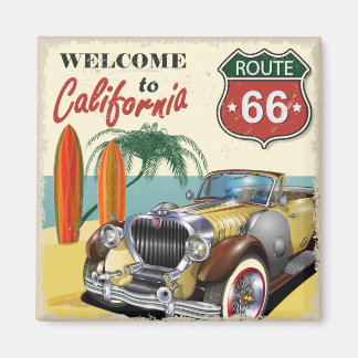 Retro "Welcome to California" Route 66 poster, Magnet