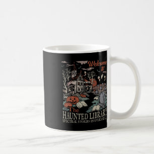 Retro Welcome To The Haunted Library Book Lovers H Coffee Mug