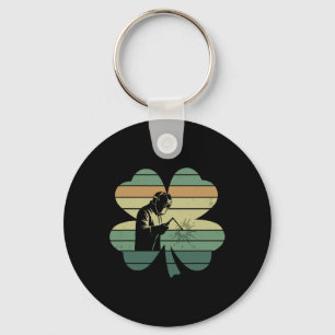 Retro Welding Welder Shamrock Patricks Day Womens Key Ring