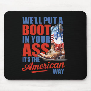 Retro We'll Put A Boot Western Cowgirl Usa Flag 4t Mouse Pad
