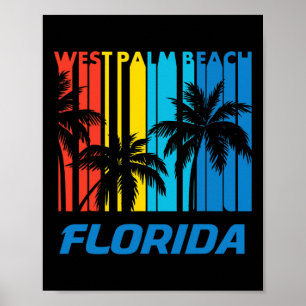 Retro West Palm Beach Florida Palm Trees Vacation Poster