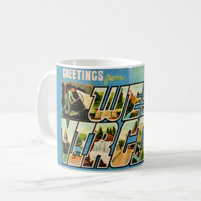 Retro West Virginia Greeting  Coffee Mug (Front Left)