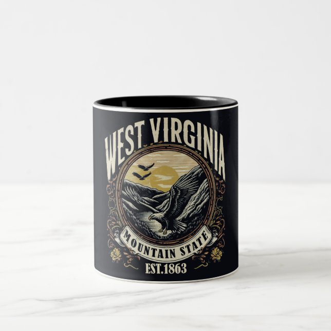 Retro West Virginia Two-Tone Coffee Mug (Center)