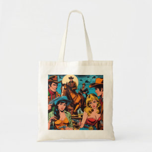 Retro Western Comics Illustration Tote Bag