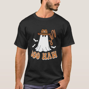 Retro Western Cowboy Ghost Boo Haw Funny Halloween T-Shirt