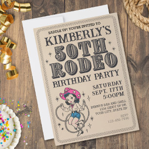 Retro Western Cowgirl 50th Birthday Party Invitation