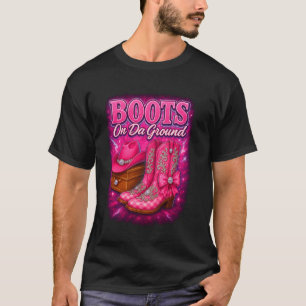 Retro Western Cowgirl Cowboy Boots On Da Ground Li T-Shirt