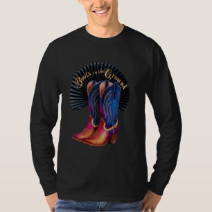 Retro Western Cowgirl Cowboy Linedance Boots On th T-Shirt