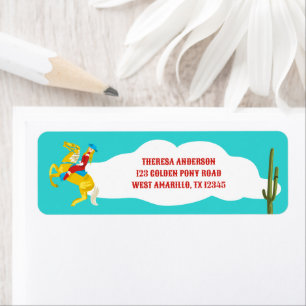 Retro Western Cowgirl on Horse Return Address Label