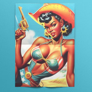 Retro Western Cowgirl Pin-up Tissue Paper