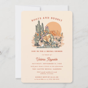 Retro Western Desert Bridal Shower Invitation