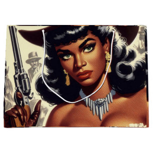 Retro Western Girl Large Gift Bag