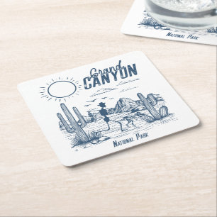 Retro Western Grand Canyon National Park Valley Square Paper Coaster