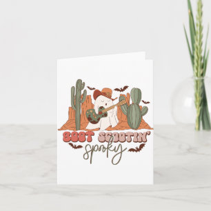 Retro Western Halloween Cute Ghost Fun Boot Scooti Card