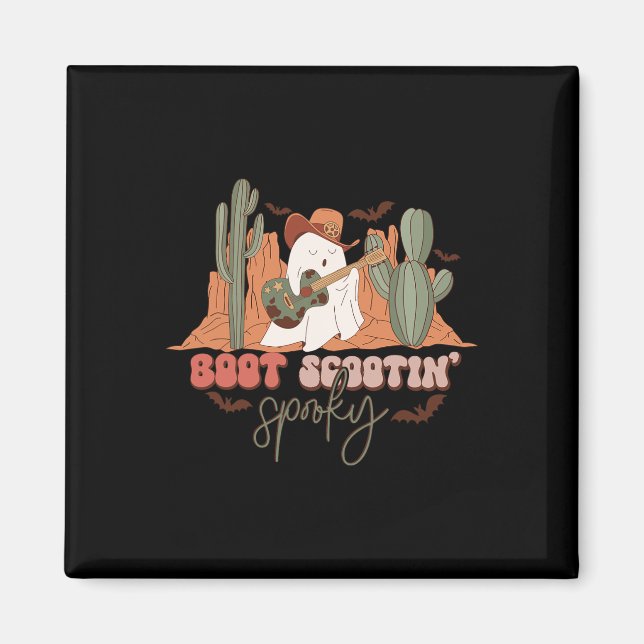 Retro Western Halloween Cute Ghost Fun Boot Scooti Magnet (Front)