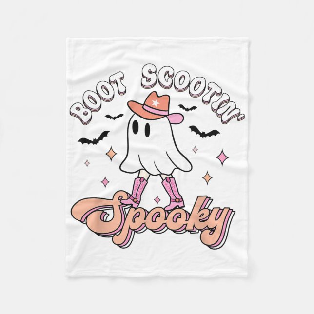 Retro Western Halloween Cute Ghost Funny Boot Scoo Fleece Blanket (Front)