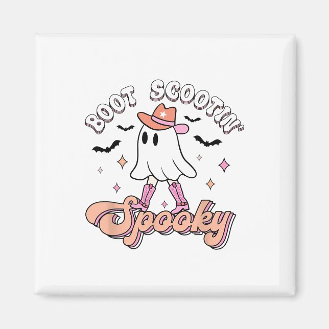 Retro Western Halloween Cute Ghost Funny Boot Scoo Magnet (Front)