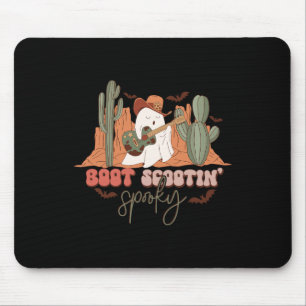 Retro Western Halloween Cute Ghost Funny Boot Scoo Mouse Pad