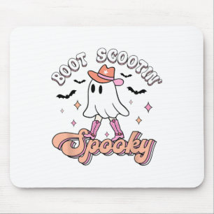 Retro Western Halloween Cute Ghost Funny Boot Scoo Mouse Pad