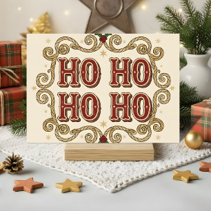 Retro Western Ho Ho Ho Christmas Holiday Card