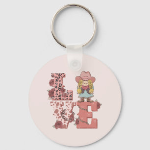 Retro Western Love Key Ring