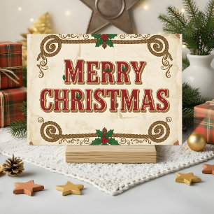 Retro Western Merry Christmas Holiday Card