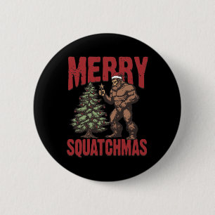 Retro Western Merry Squatchmas Funny Bigfoot Santa 6 Cm Round Badge