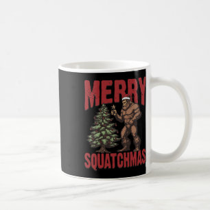 Retro Western Merry Squatchmas Funny Bigfoot Santa Coffee Mug